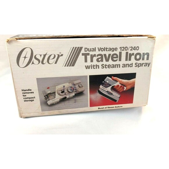Vintage Oster Travel Iron Spray Mini Iron Dual Voltage 120/240 Orig Box White - Picture 3 of 10